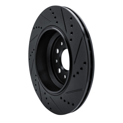 R1 Concepts R1 14-16 Maserati Ghibli Rear Left Drilled & Slotted Black Brake Rotor