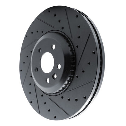 R1 Concepts R1 20-25 Jaguar E-Pace Front Right Drilled & Slotted Black Brake Rotor