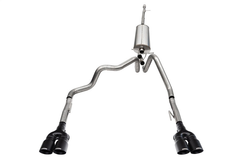 CORSA Performance Corsa 19-25 GMC Sierra 1500 Cat-Back Dual Rear Exit with Twin 4in Black Powder Coat Pro-Series Tips