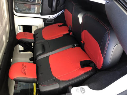 PRP Seats PRP 2018+ Jeep Wrangler JLU/4 door Rear Bench Cover with Leather Interior - Black/Red
