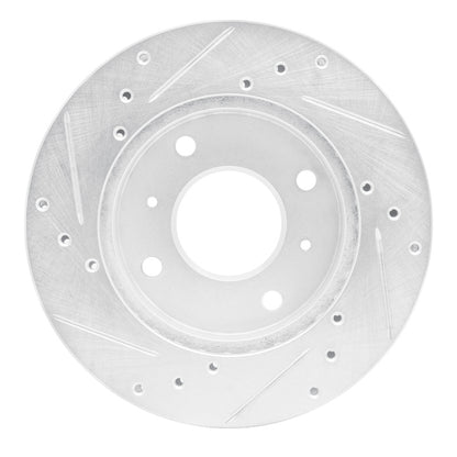 R1 Concepts R1 85-89 Nissan STANZA Front Right Drilled & Slotted Silver Brake Rotor