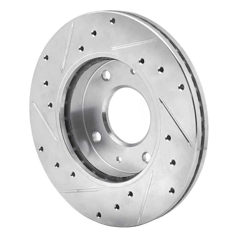 R1 Concepts R1 88-07 Dodge Colt Front Right Drilled & Slotted Silver Brake Rotor