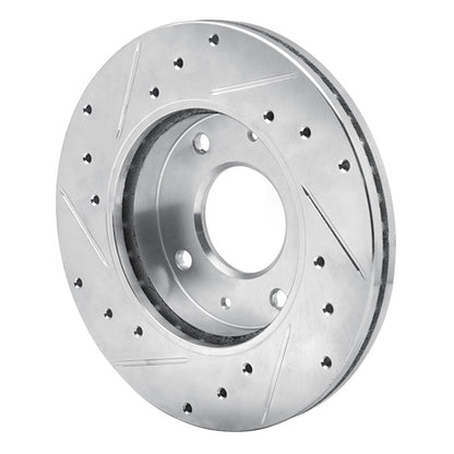 R1 Concepts R1 88-07 Dodge Colt Front Right Drilled & Slotted Silver Brake Rotor