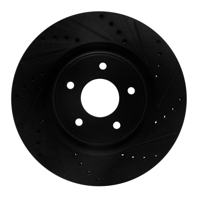 R1 Concepts R1 14-19 Nissan Rogue Front Right Drilled & Slotted Black Brake Rotor