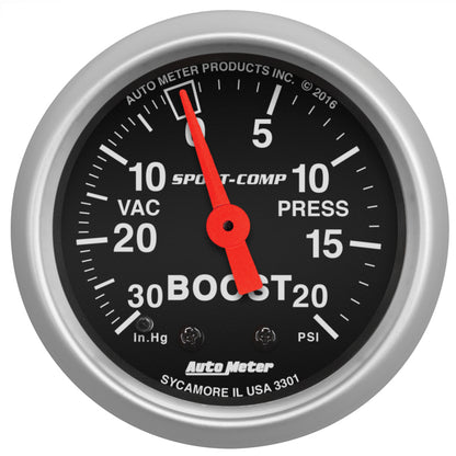 Autometer Sport-Comp 52mm 20 PSI Mechanical Boost Gauge