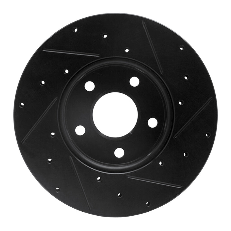 R1 Concepts R1 12-18 Ford C-MAX Front Left Drilled & Slotted Black Brake Rotor