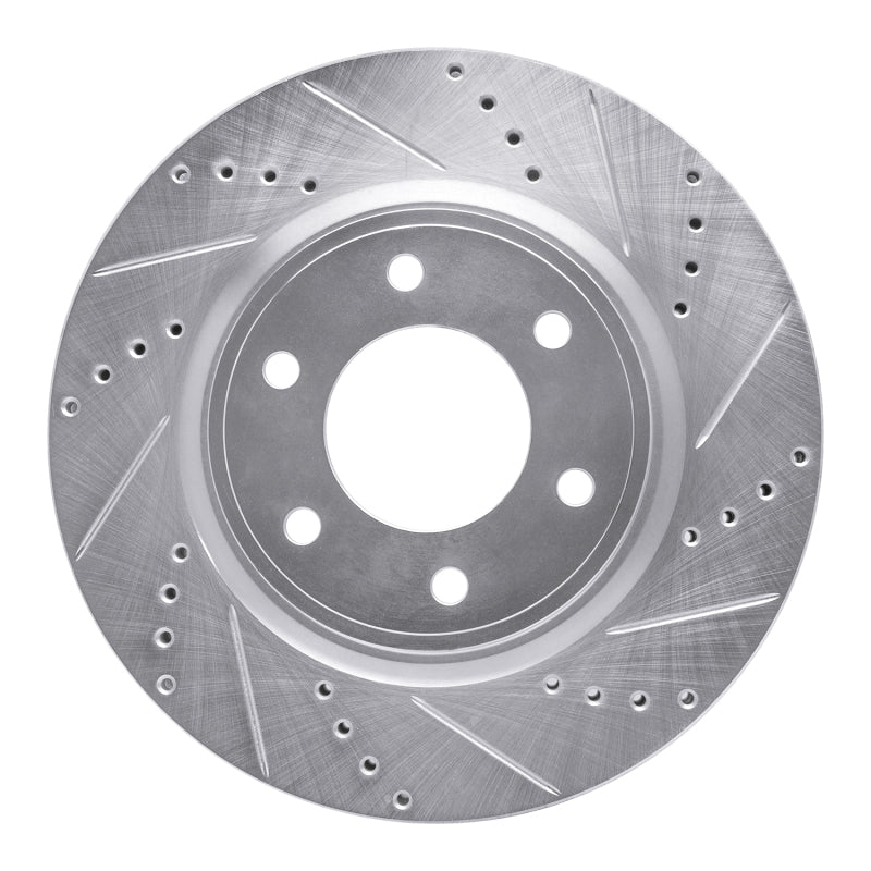 R1 Concepts R1 07-24 Infiniti QX56 Front Right Drilled & Slotted Silver Brake Rotor