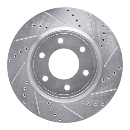 R1 Concepts R1 07-24 Infiniti QX56 Front Right Drilled & Slotted Silver Brake Rotor