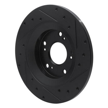 R1 Concepts R1 00-09 Honda S2000 Rear Left Drilled & Slotted Black Brake Rotor