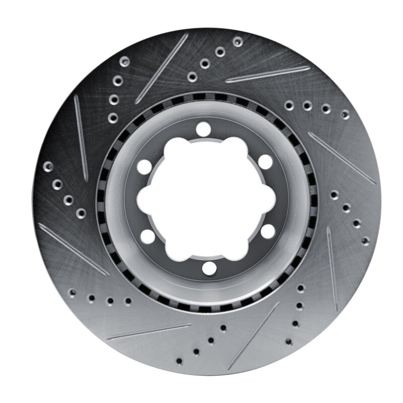 R1 Concepts R1 2006-2025 American Coach Patriot Rear Right Drilled & Slotted Silver Brake Rotor