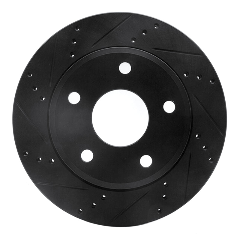 R1 Concepts R1 05-11 Dodge Dakota 4WD Front Left Drilled & Slotted Black Brake Rotor