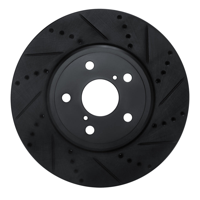 R1 Concepts R1 01-06 Lexus LS430 Front Right Drilled & Slotted Black Brake Rotor