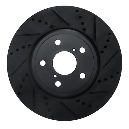 R1 Concepts R1 01-06 Lexus LS430 Front Right Drilled & Slotted Black Brake Rotor