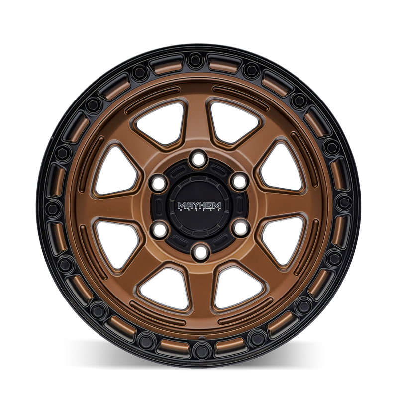 Mayhem 8306 Ridgeline 17x8.5 / 5x127 BP/ -6mm Offset / 78.1mm Hub Satin Bronze/Black Lip Wheel