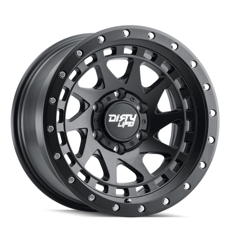 Dirty Life 9311 Enigma Pro 17x9/6x139.7 BP/-12mm Offset/106mm Hub Matte Black Wheel - Beadlock