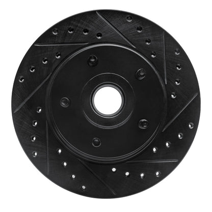 R1 Concepts R1 74-80 Ford Granada Front Right Drilled & Slotted Black Brake Rotor