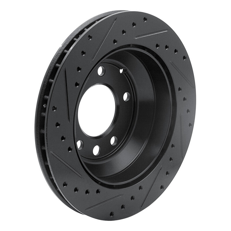 R1 Concepts R1 03-18 Audi Q7 Rear Right Drilled & Slotted Black Brake Rotor
