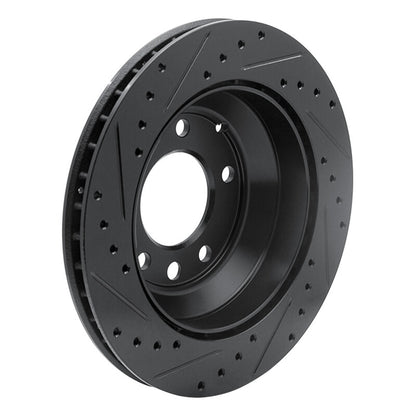 R1 Concepts R1 03-18 Audi Q7 Rear Right Drilled & Slotted Black Brake Rotor