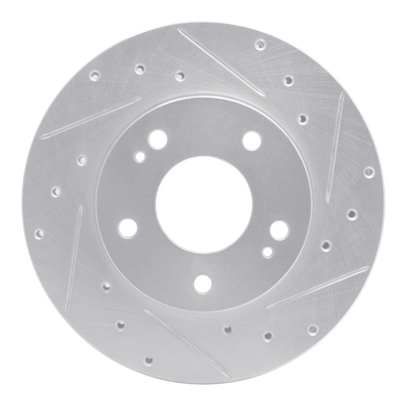 R1 Concepts R1 98-98 Eagle TALON Front Right Drilled & Slotted Silver Brake Rotor