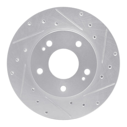 R1 Concepts R1 98-98 Eagle TALON Front Right Drilled & Slotted Silver Brake Rotor