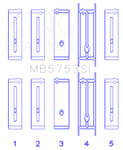 King Engine Bearings Chevrolet/Isuzu Ohv Ln2 Fl O/S 010 (Size +0.75mm) Main Bearing Set