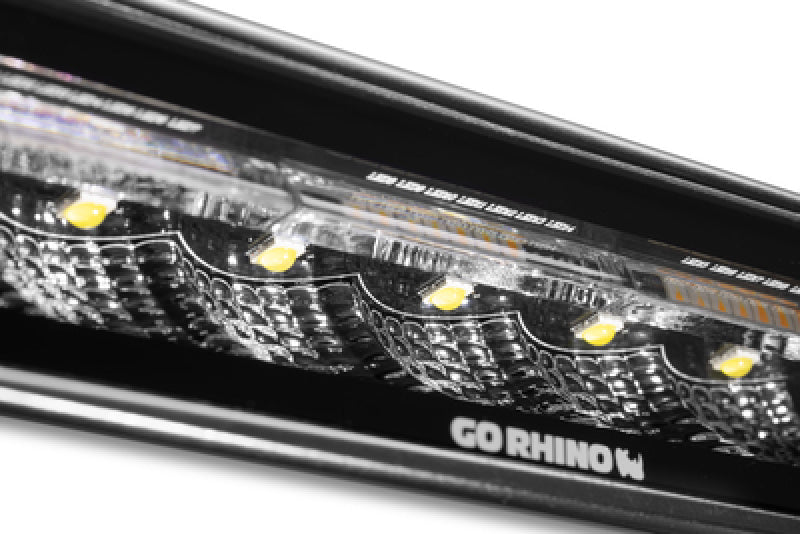 Go Rhino Xplor Blackout Combo Series Sixline LED Flood Lights w/Amber (Surface Mount) - Blk (Pair)