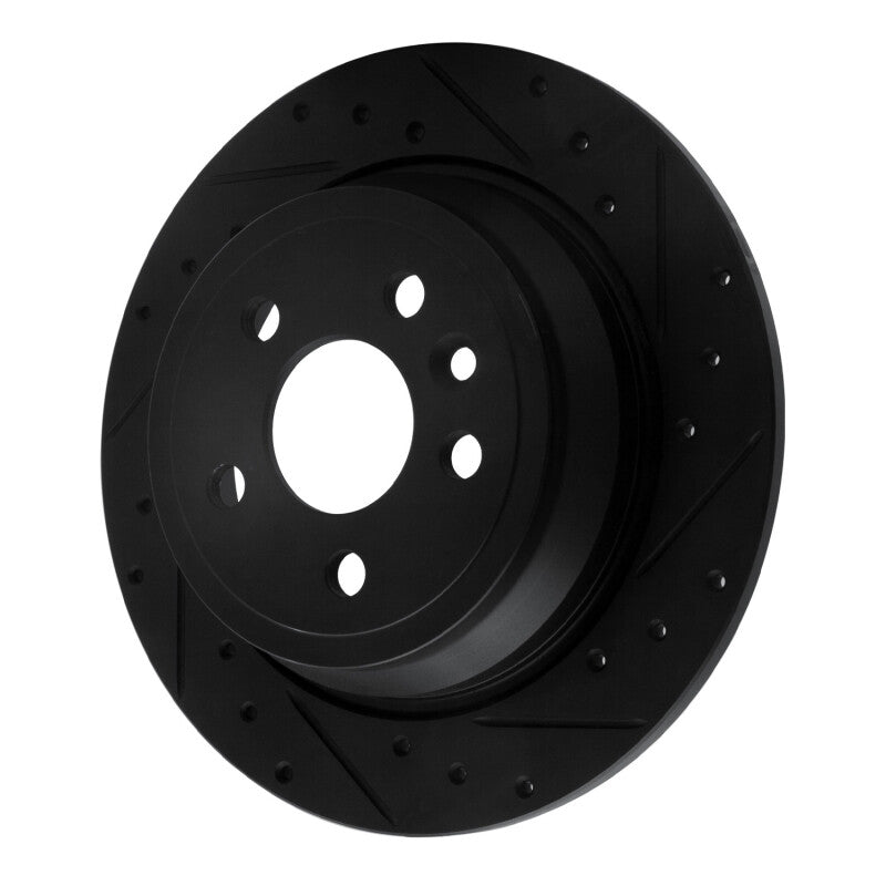 R1 Concepts R1 13-15 Land Rover LR2 Rear Right Drilled & Slotted Black Brake Rotor
