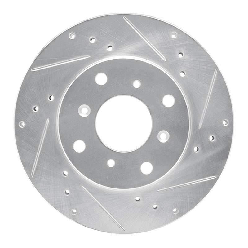 R1 Concepts R1 92-96 Honda Prelude Front Right Drilled & Slotted Silver Brake Rotor
