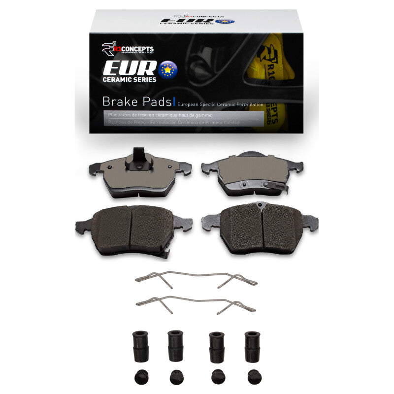 R1 Concepts R1 1997-2010 Saab 900 Front R1 Euro Ceramic Pads & Hardware Kit
