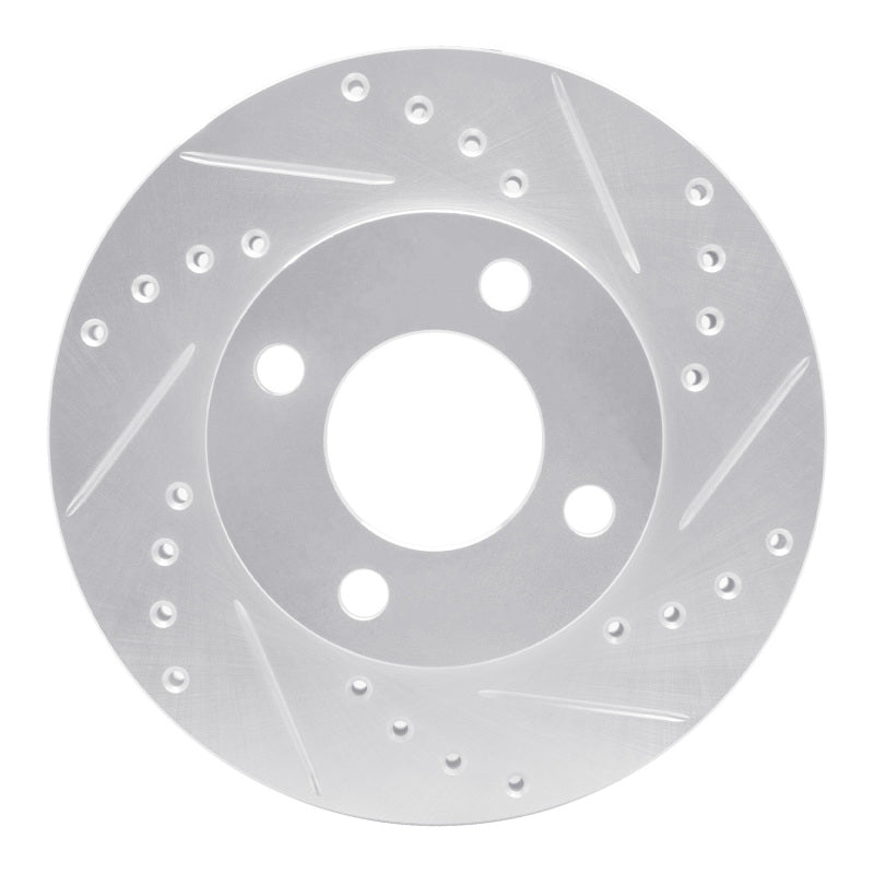 R1 Concepts R1 84-87 Audi Coupe Front Right Drilled & Slotted Silver Brake Rotor