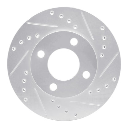 R1 Concepts R1 84-87 Audi Coupe Front Right Drilled & Slotted Silver Brake Rotor