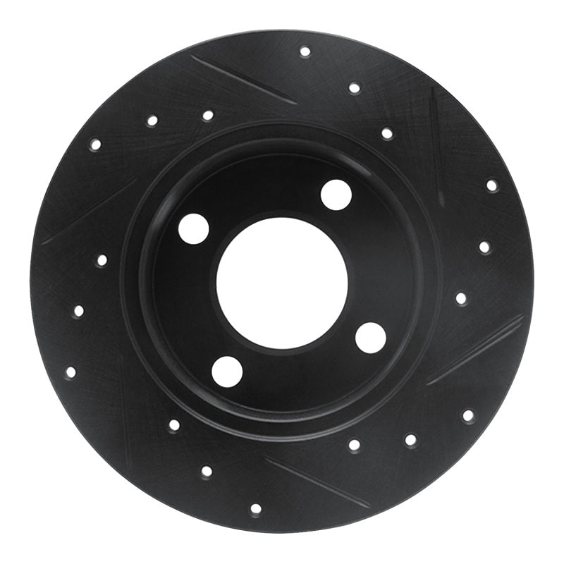 R1 Concepts R1 89-91 Audi 100 Rear Left Drilled & Slotted Black Brake Rotor