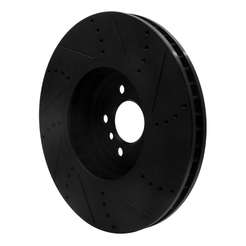 R1 Concepts R1 2009-2017 BMW 550I GT xDrive Left Front Drilled & Slotted Black Brake Rotor