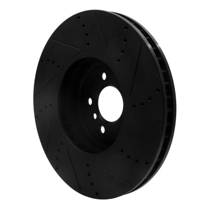 R1 Concepts R1 2009-2017 BMW 550I GT xDrive Left Front Drilled & Slotted Black Brake Rotor