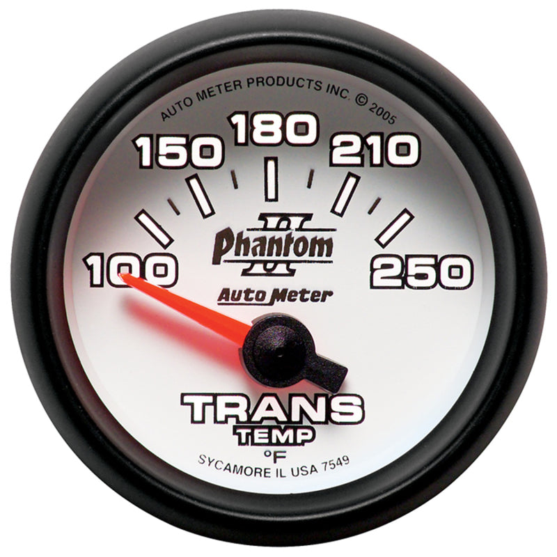 Autometer Phantom II 52.4mm Short Sweep Electronic 100-350 Def F Transmission Temperature Gauge