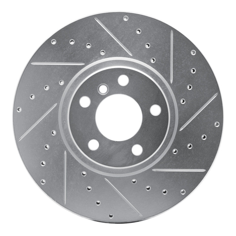 R1 Concepts R1 07-18 BMW X5 Front Right Drilled & Slotted Silver Brake Rotor