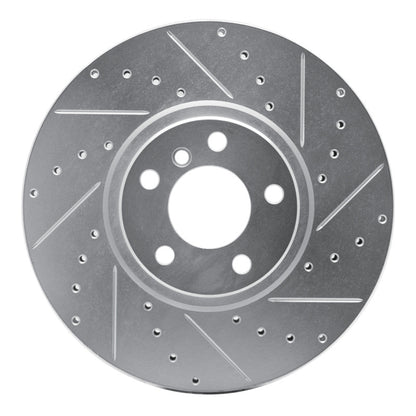 R1 Concepts R1 07-18 BMW X5 Front Right Drilled & Slotted Silver Brake Rotor