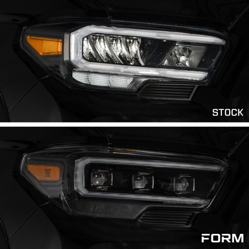 Form Lighting 2016-2023 Toyota Tacoma LED Projector Headlights with Selectable DRL Chrome (Pair)