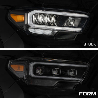 Form Lighting 2016-2023 Toyota Tacoma LED Projector Headlights with Selectable DRL Chrome (Pair)
