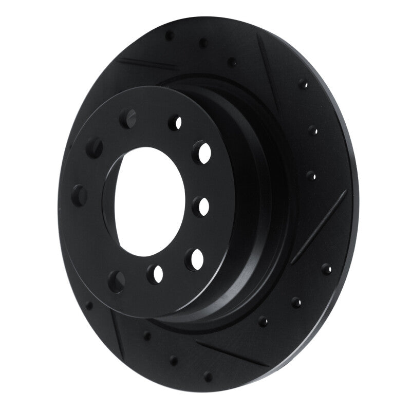 R1 Concepts R1 69-81 BMW BAVARIA Rear Right Drilled & Slotted Black Brake Rotor