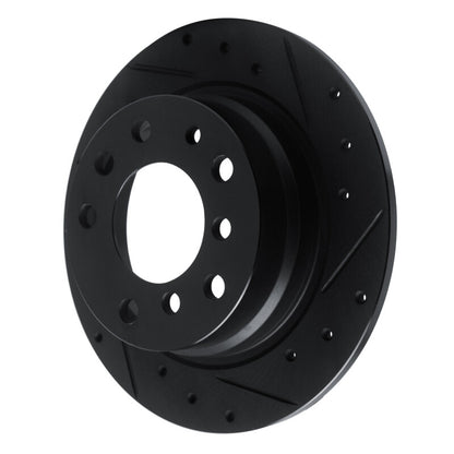 R1 Concepts R1 69-81 BMW BAVARIA Rear Right Drilled & Slotted Black Brake Rotor