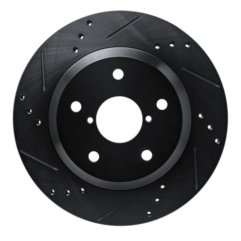 R1 Concepts R1 -25 Subaru Crosstrek Rear Left Drilled & Slotted Black Brake Rotor