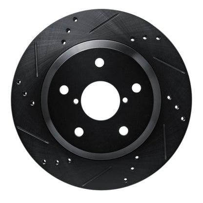 R1 Concepts R1 -25 Subaru Crosstrek Rear Left Drilled & Slotted Black Brake Rotor