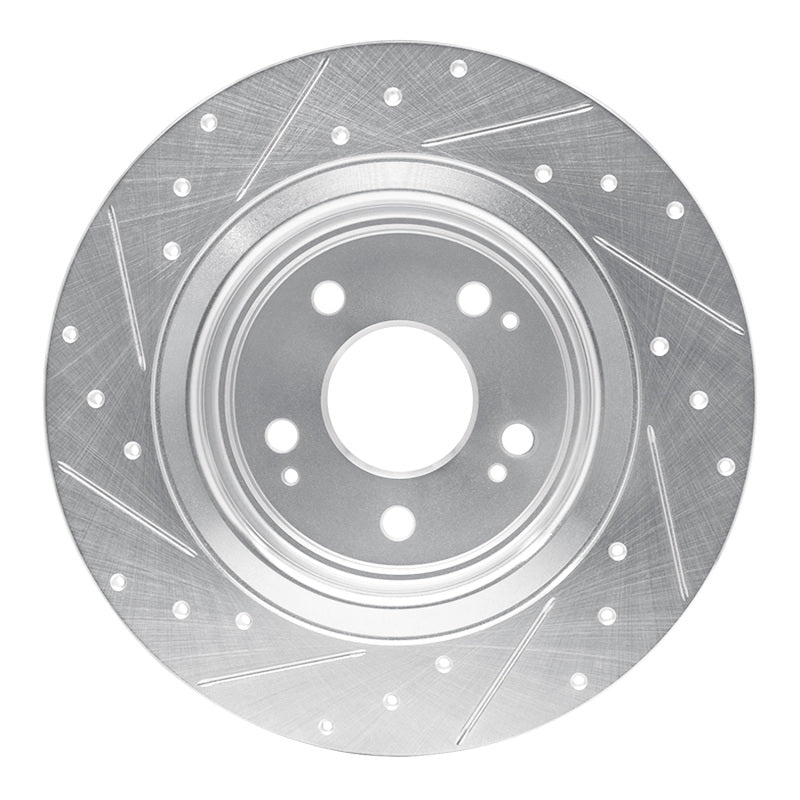 R1 Concepts R1 17-20 Acura MDX Rear Right Drilled & Slotted Silver Brake Rotor