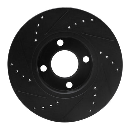 R1 Concepts R1 90-98 Audi Cabriolet Front Right Drilled & Slotted Black Brake Rotor