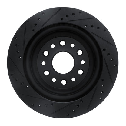 R1 Concepts R1 19-25 Ram 1500 Rear Right Drilled & Slotted Black Brake Rotor