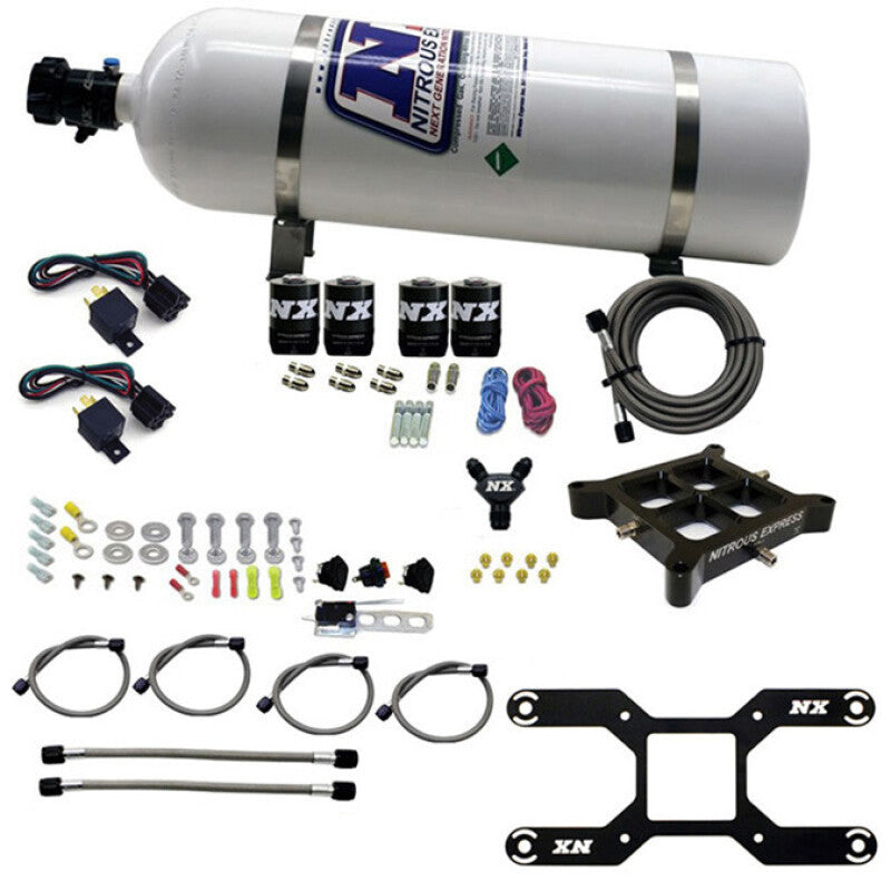 Nitrous Express Dry Quad Stage Billet Crossbar Plate System 100-2000hp (4150 Flange) w/15lb Bottle