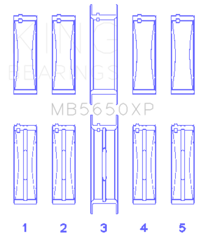 King Engine Bearings Ford 370/429/460 16V OHV (Size .001) Crankshaft Main Bearing Set