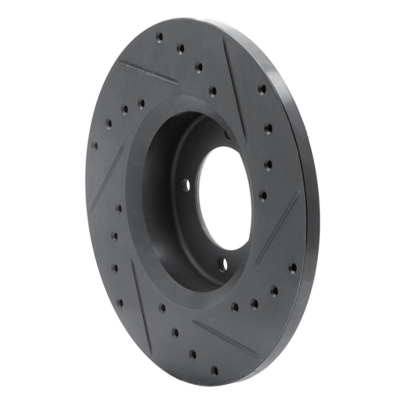 R1 Concepts R1 72-82 Toyota CORONA Front Left Drilled & Slotted Black Brake Rotor