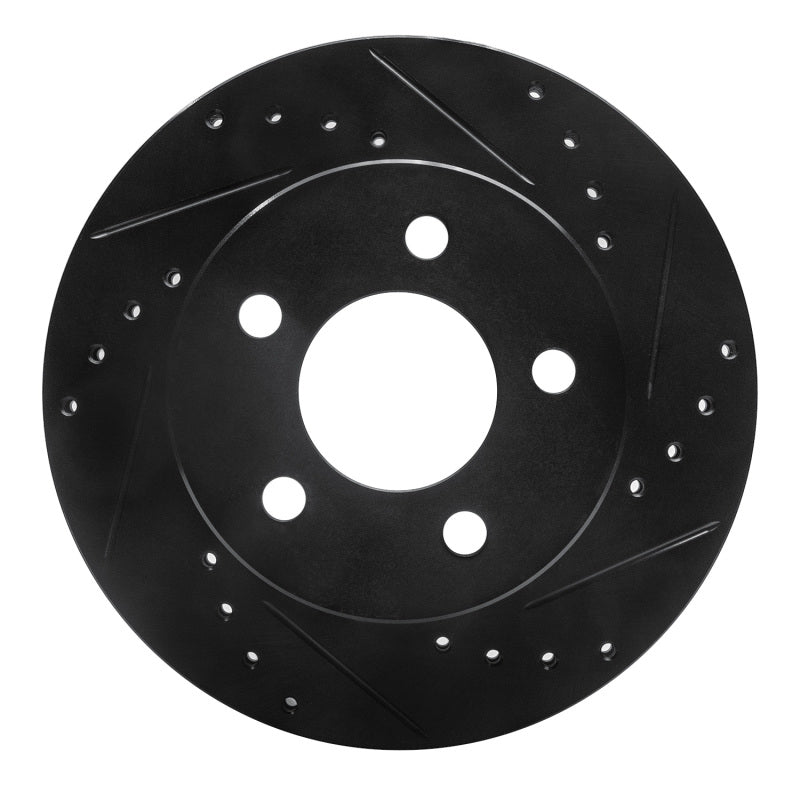 R1 Concepts R1 90-99 Jeep Cherokee Front Right Drilled & Slotted Black Brake Rotor